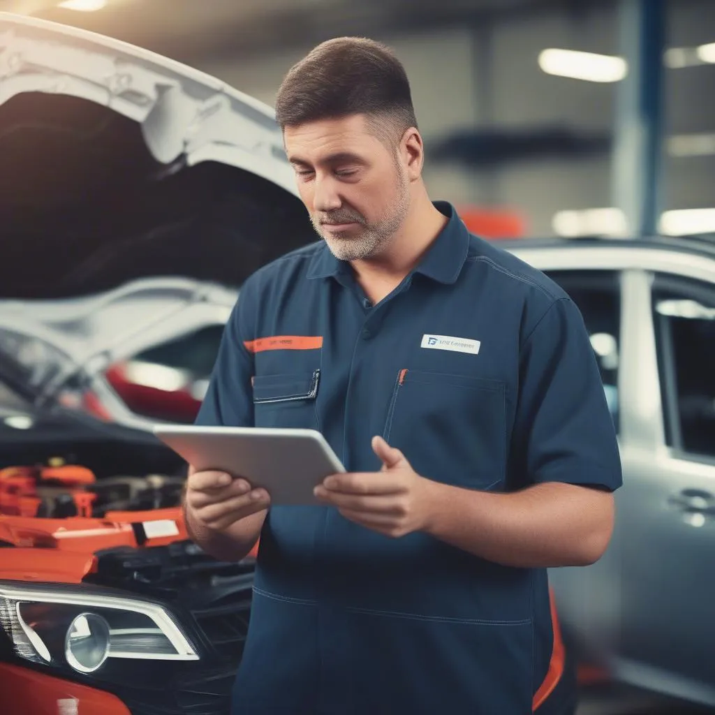 Mechanic explaining OBD Fusion data